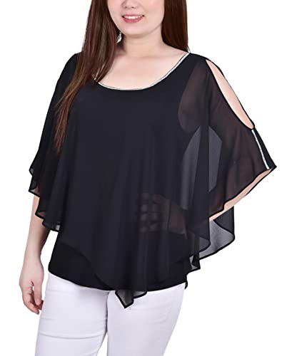 Petite Chiffon Poncho With Sparkle Accents