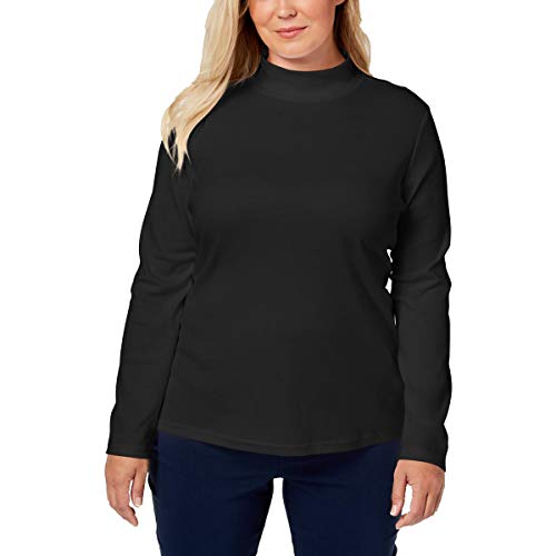Karen Scott Plus Size Cotton Mock Neck Top