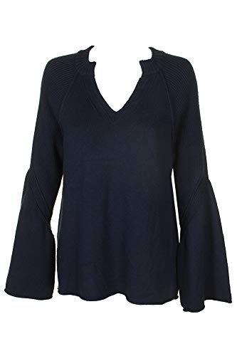 Split-Neck Bell-Sleeve Sweater