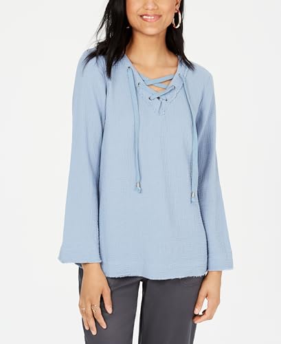 Cotton Lace-Up Textured Top