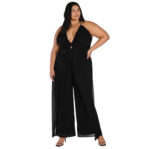 Nicole Williams English Trendy Plus Size Halter Jumpsuit