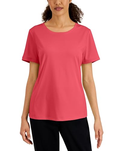 Karen Scott Womens Short Sleeve Solid Knit T-Shirt