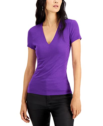 International Concepts Womens Ribbed V Neck Top