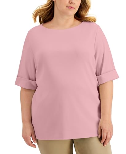 Karen Scott Plus Size Cotton Elbow Sleeve Top