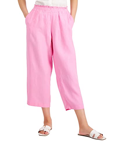 Charter Club Linen Cropped Pull On Pants