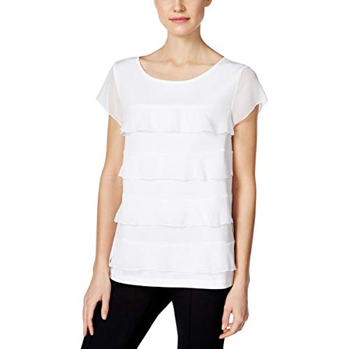 Charter Club Petite Tiered Sheer Sleeve Top