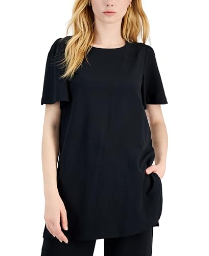 Alfani Short Sleeve Crinkle Top