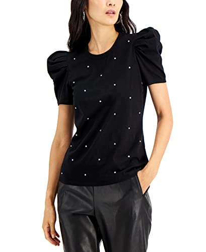 INC International Concepts Rhinestone Embellished Puff Sleeve Top