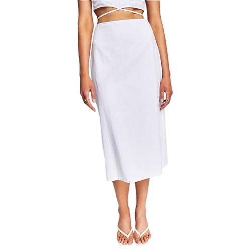 Now This Trendy Plus Size Side Slit Midi Skirt