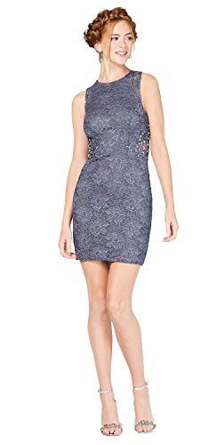 City Studios Juniors Embellished Lace Bodycon Dress
