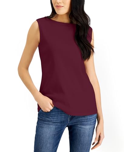 Karen Scott Cotton Boat Neck Tank Top
