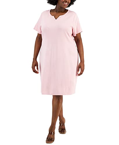 Karen Scott Plus Size Cotton Split Neck T-Shirt Dress