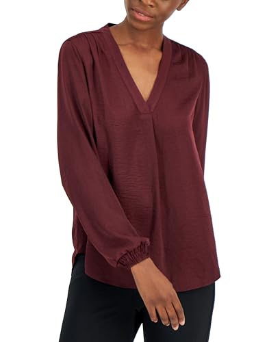 Alfani Womens Long Sleeve V Neck Blouse