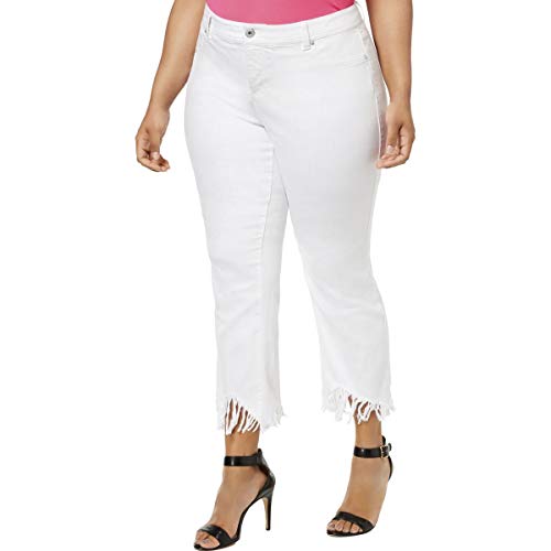 Plus Size Fringed Cropped Jeans