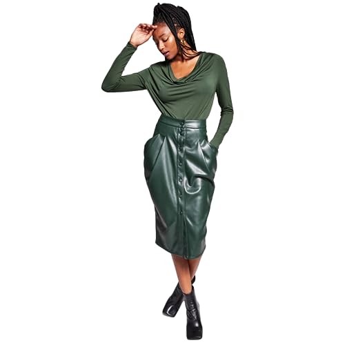 Jeannie Mai X Inc Petite Draped Pleather Skirt