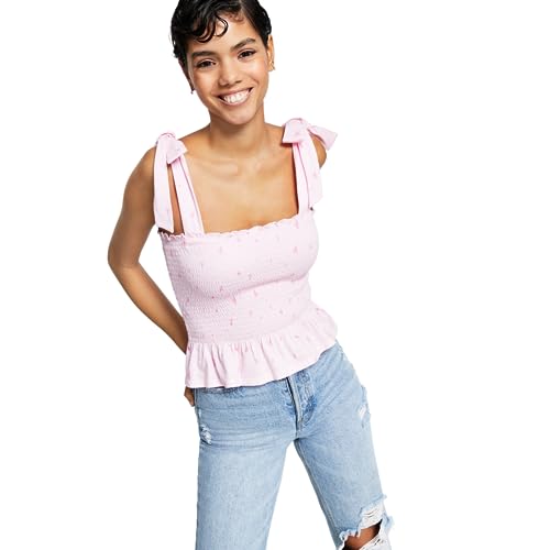 Bar III Cotton Smocked Heart Print Top