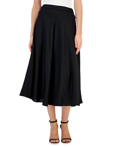 Women's Linen Blend Pocket Midi Skirt