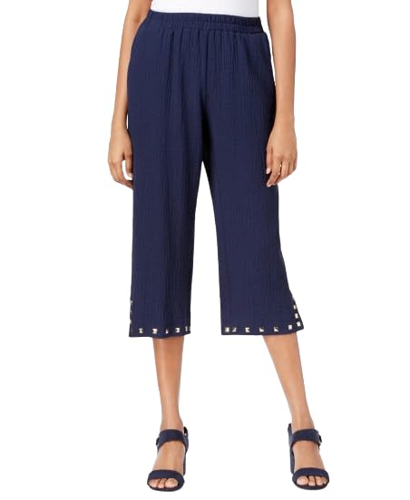 JM Collection Petite Studded Hem Capri Pants