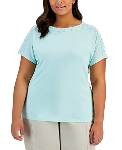 Karen Scott Plus Size Crochet Trim Top