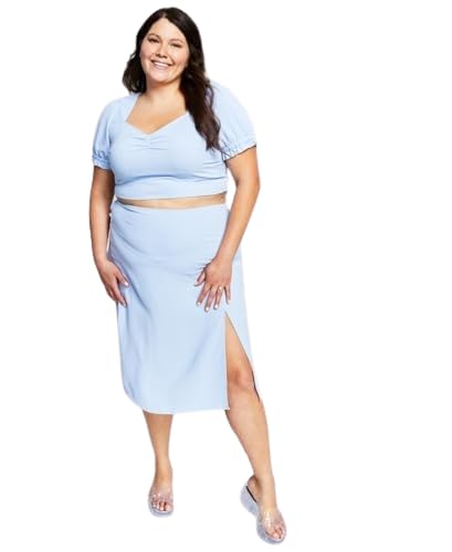 Now This Trendy Plus Size Side Slit Midi Skirt