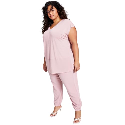 Bar III Plus Size Mixed Media Top