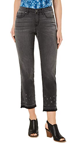 Style & Co Grommet Trimmed Straight Leg Cropped Jeans