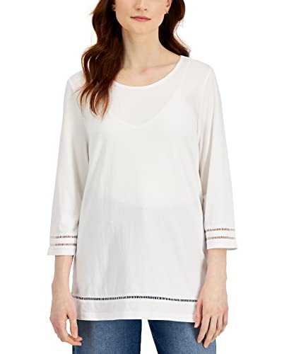 Karen Scott Womens Lattice Trim Top