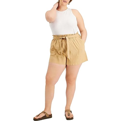 Now This Trendy Plus Size Paperbag Shorts