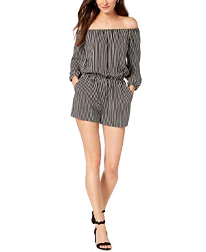 Bar III Striped Off The Shoulder Romper