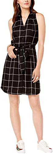 Sleeveless Plaid Shirtdress