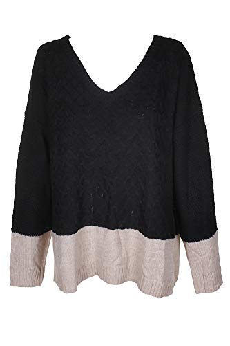 NY Collection Plus Size Colorblocked V Neck Sweater