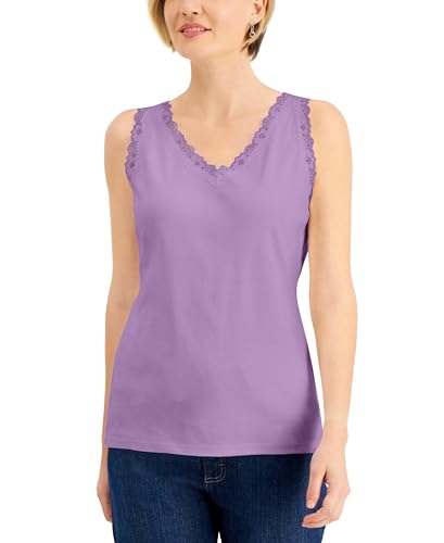 Cotton Scalloped-Lace Tank Top