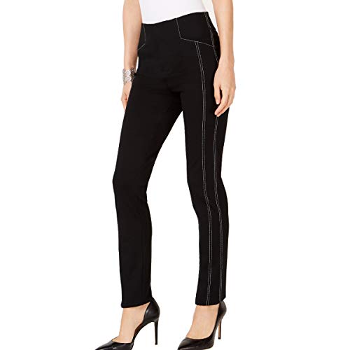 Curvy Contrast Stitch Straight Leg Pants