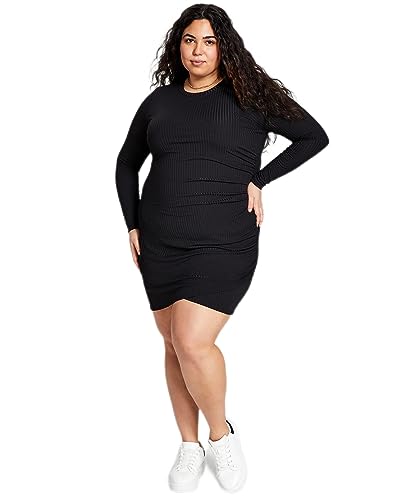 Now This Plus Size Long Sleeve Side Ruched Dress