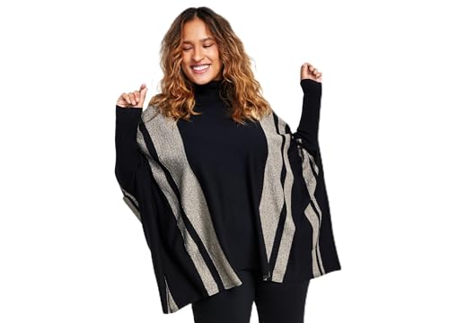 Alfani Plus Size Lurex Striped Poncho Sweater