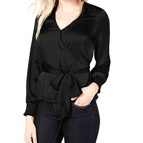 Bar III Smocked Surplice Wrap Blouse