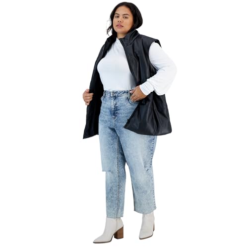 Now This Trendy Plus Size Faux Leather Puffer Vest