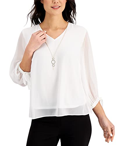 JM Collection Tie Sleeve Necklace Top
