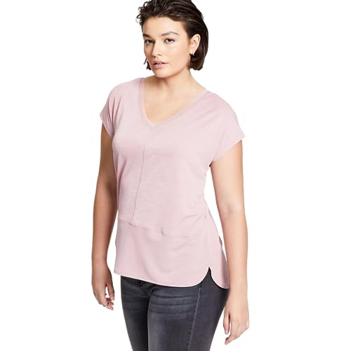V-Neck Mixed-Media Mesh Top