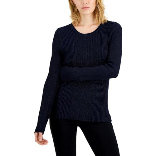 Alfani Womens Metallic Ribbed Sweater