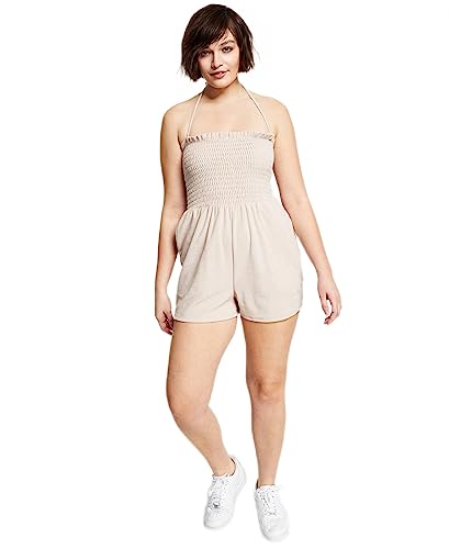Bar III Womens Tie Neck Terry Cloth Romper
