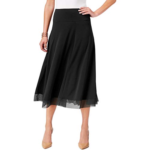 JM Collection Petite Mesh Hem A Line Skirt