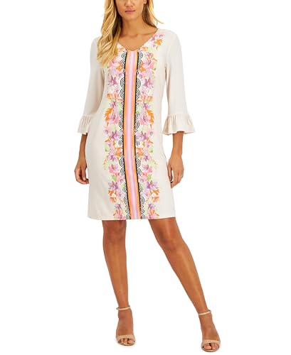 JM Collection Womens Printed Ruffled Sleeve Dress
