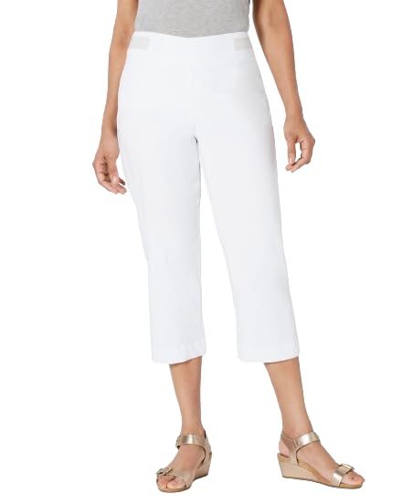 JM Collection Petite Metallic Detail Tummy Control Capris