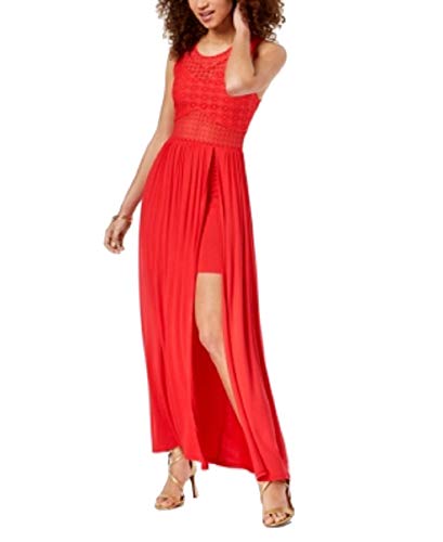 Juniors' Crochet-Bodice Maxi Dress
