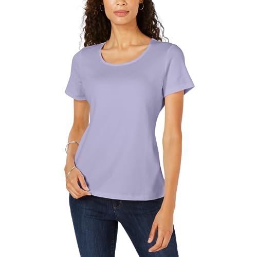 Karen Scott Petite Cotton Scoop Neck Top