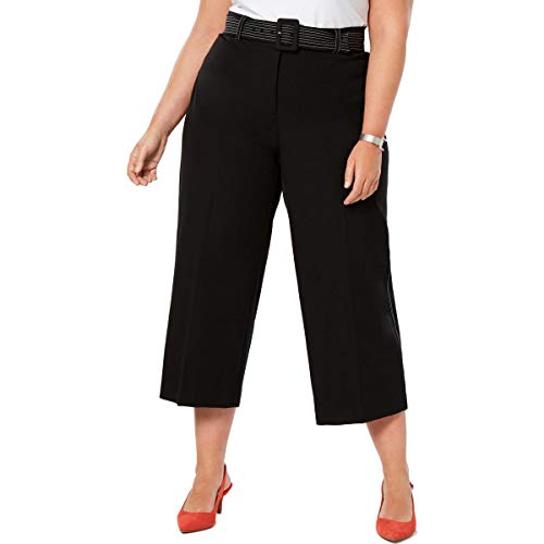 Alfani Plus Size Belted Wide Leg Cropped Tummy Control Pants