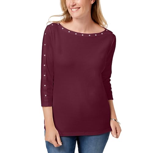 Karen Scott Studded Boat Neck Top
