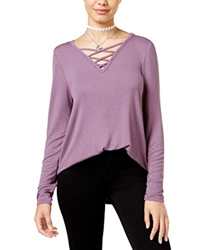 Hippie Rose Juniors Long Sleeve Lace Up Cozy T-Shirt