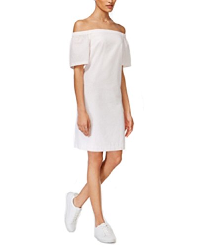 Maison Jules Seersucker Off The Shoulder Dress